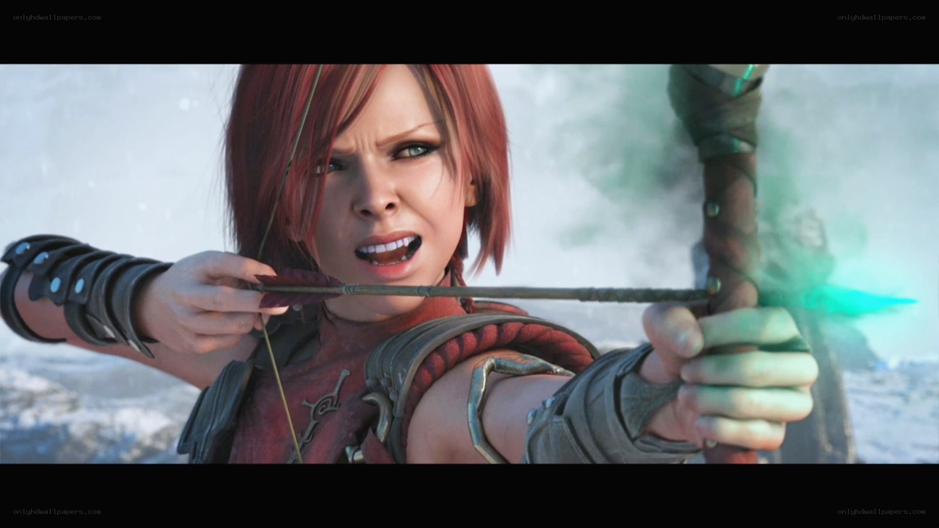 female archer in action