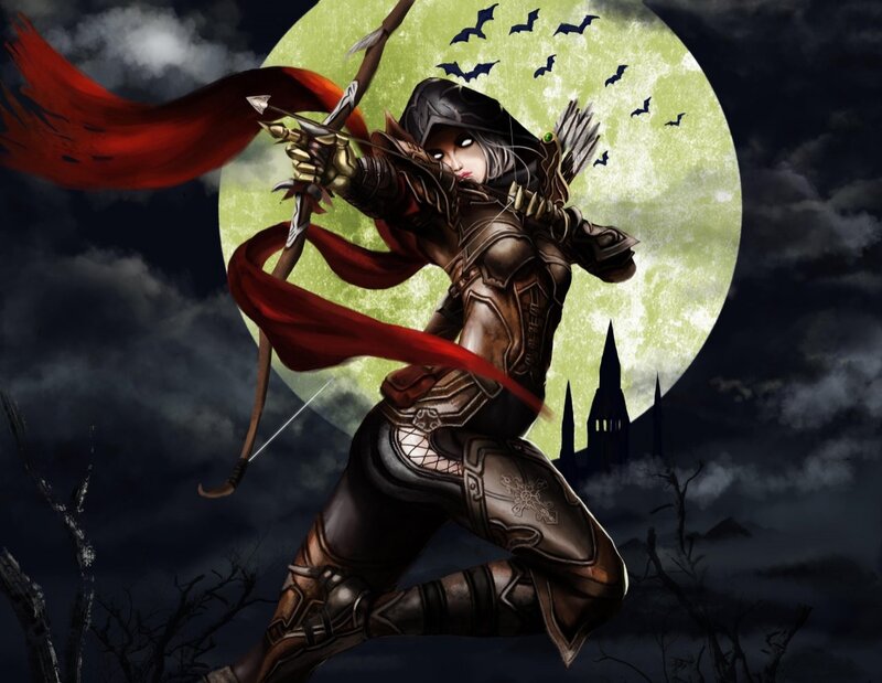 Female Archer in Armor — Black