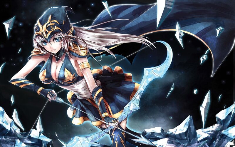 Female Archer in Armor — Blue, Dramatic, Night, Anime
