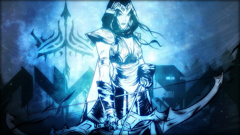 Female Archer in Armor — Blue, Dramatic, Night