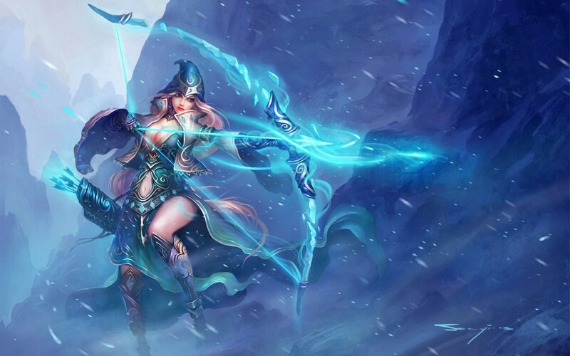 Female Archer in Armor — Blue, Dramatic