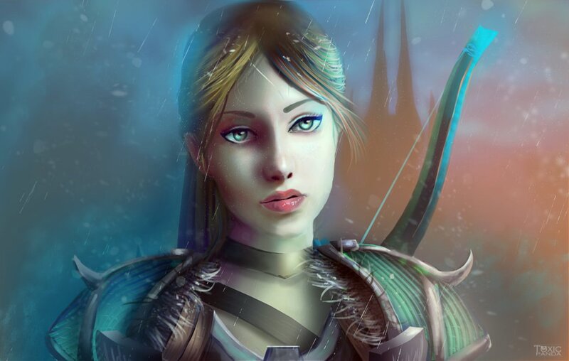 Female Archer in Armor — Blue
