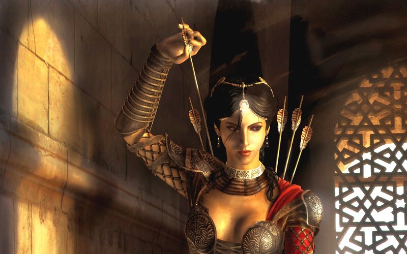 Female Archer in Armor — Brown, Dramatic, 3d Render, Arrows, Stone Wall
