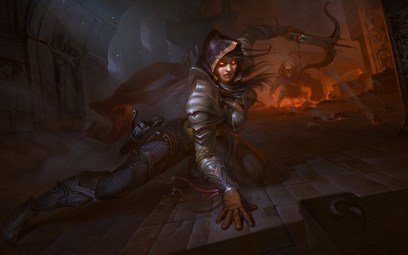 Female Archer in Armor — Brown, Dramatic, Night, Digital Art, Skeleton