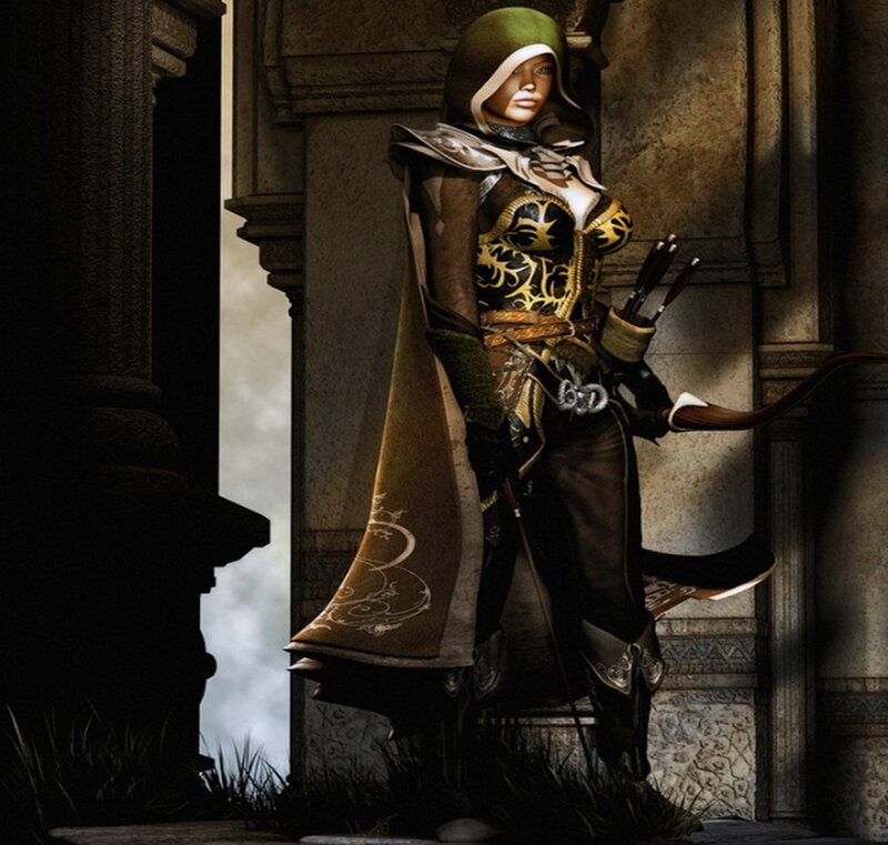 Female Archer in Armor — Brown
