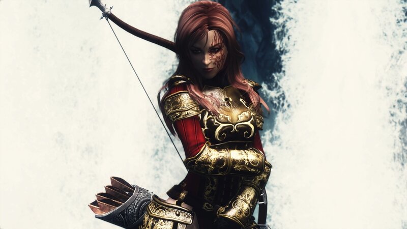 Female Archer in Armor — Gold, Dramatic