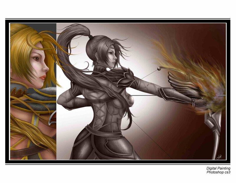 Female Archer in Armor — Gray