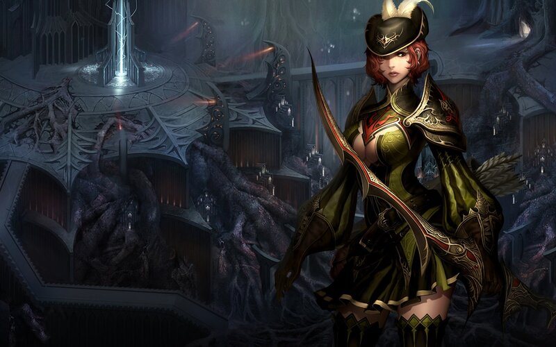 Female Archer in Armor — Green, Dramatic, Night, Digital Art