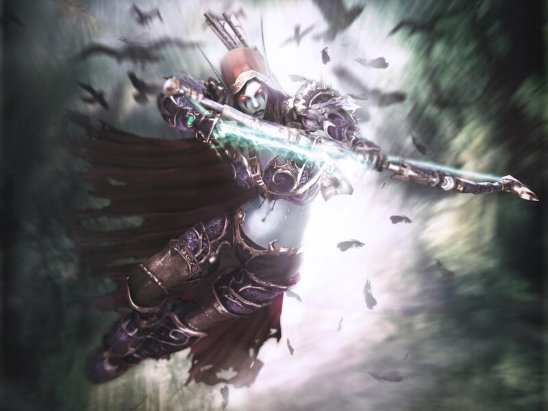 Female Archer in Armor — Purple, Dramatic, Digital Art, Bow