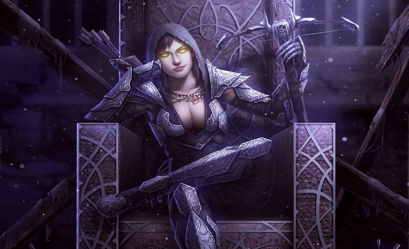 Female Archer in Armor — Purple, Dramatic