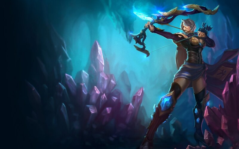 Female Archer in Cave — Blue, Dramatic