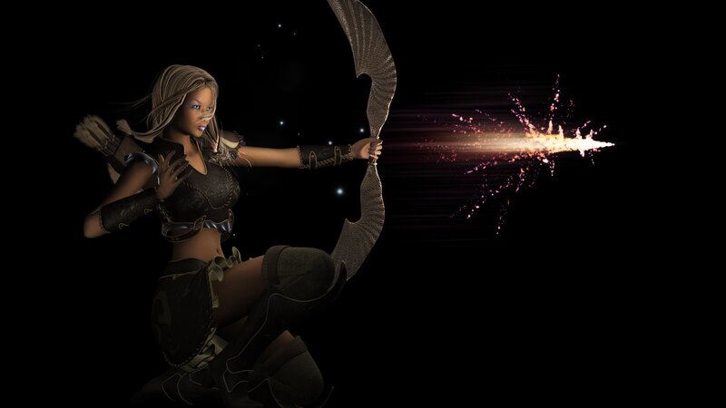 Female Archer in Combat — Black