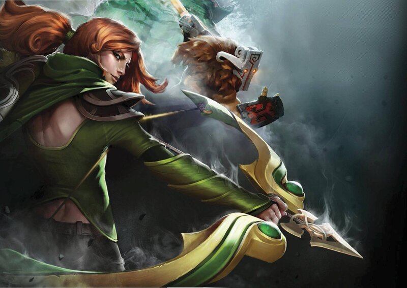 Female Archer in Combat — Green