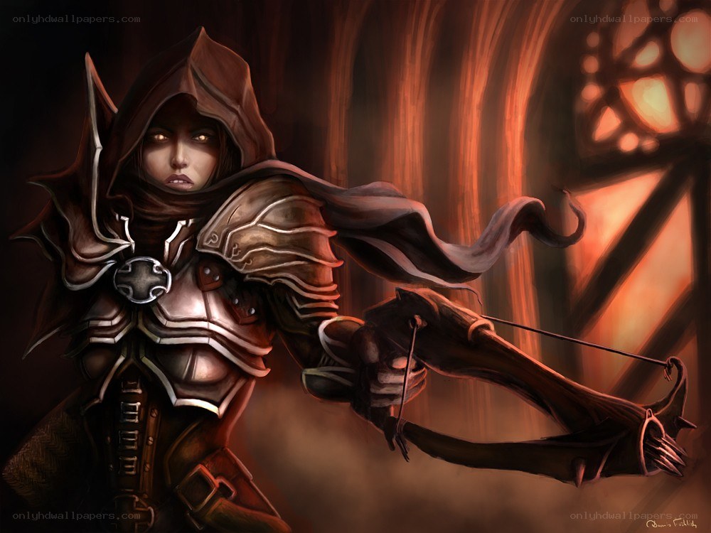 female archer in dark armor