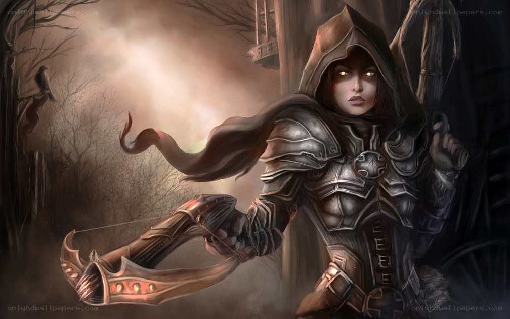 female archer in dark armor