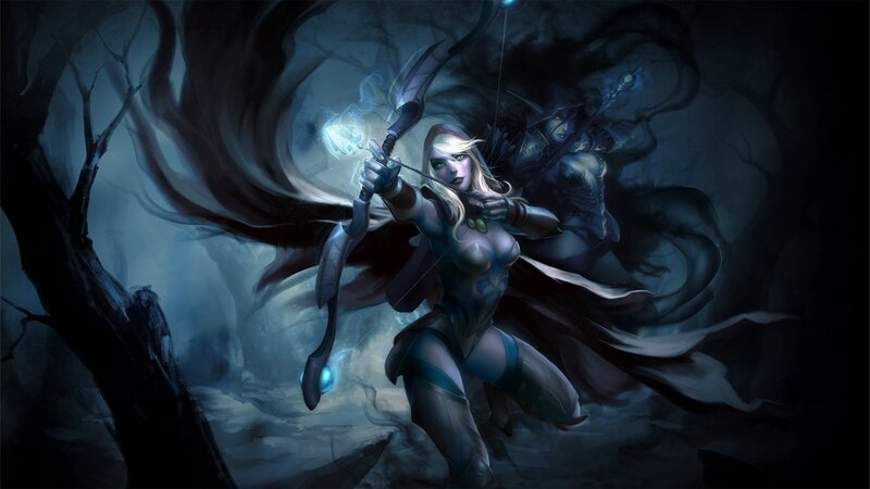 Female Archer in Dark Forest — Blue