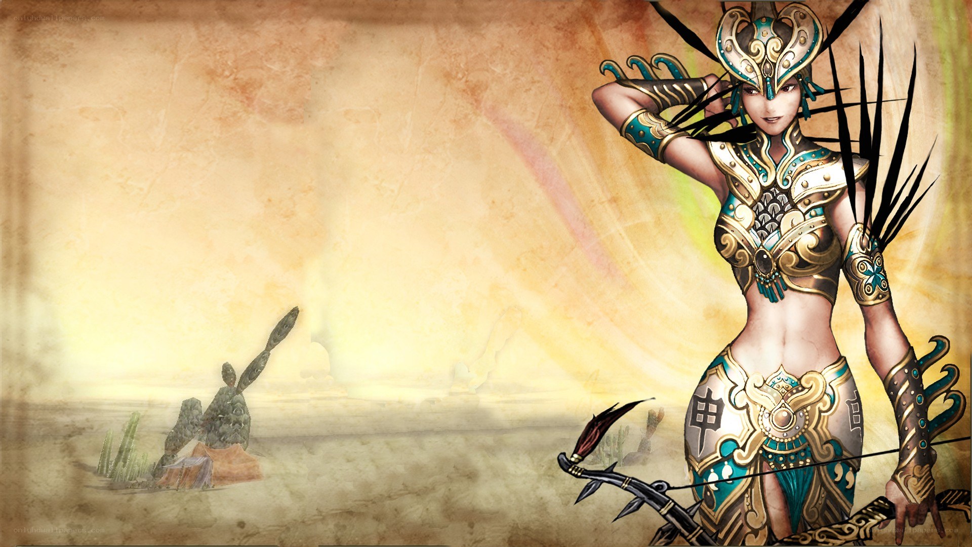 female archer in desert armor