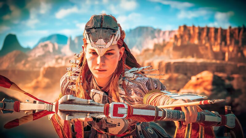 Female Archer in Desert — Brown, Dramatic