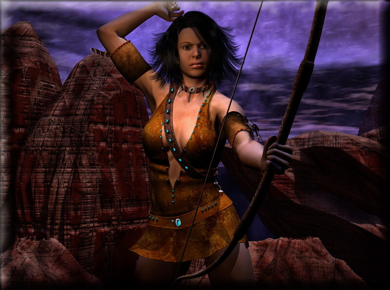 female archer in desert