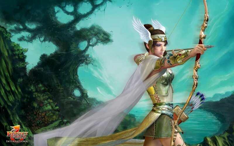 female archer in fantasy landscape