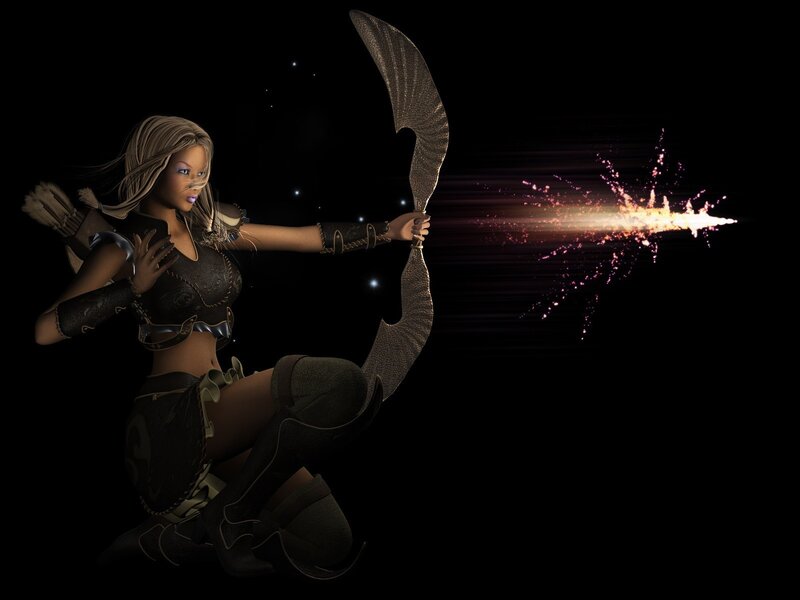 female archer in fantasy pose