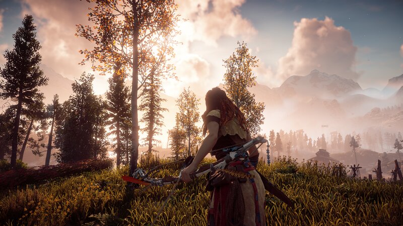 Female Archer in Field — Green