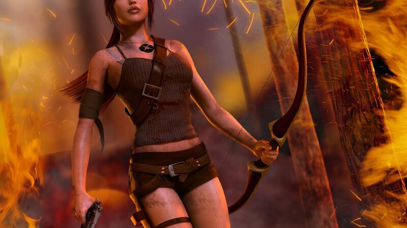 Female Archer in Fire