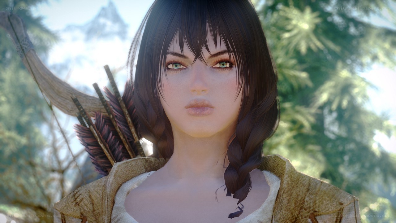 female archer in forest