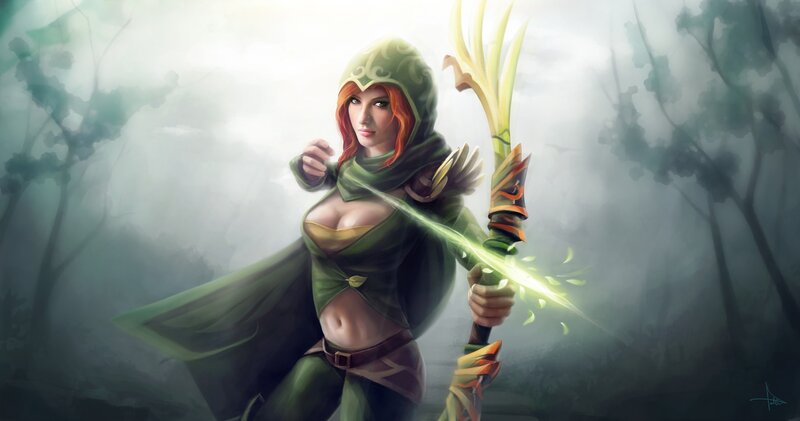 female archer in forest