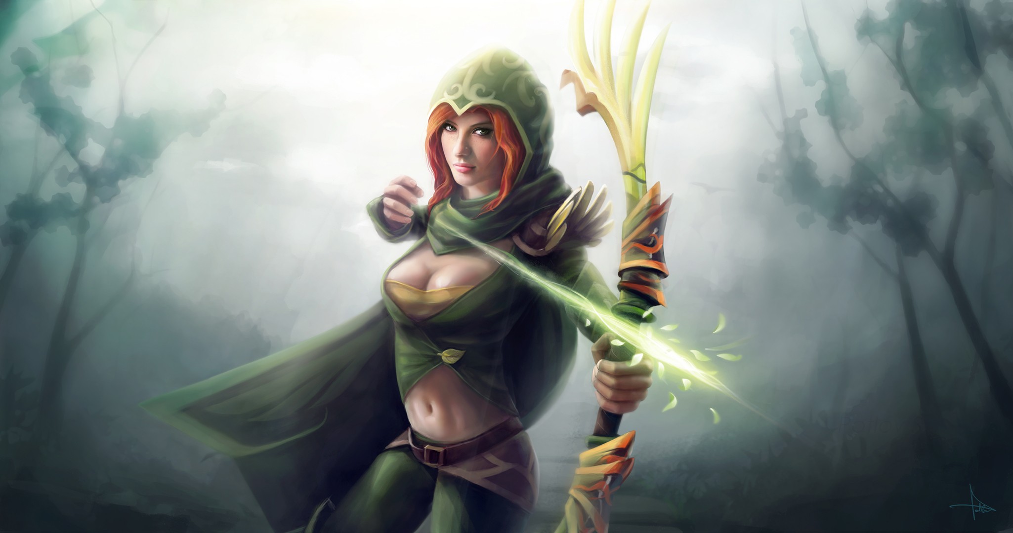 female archer in forest