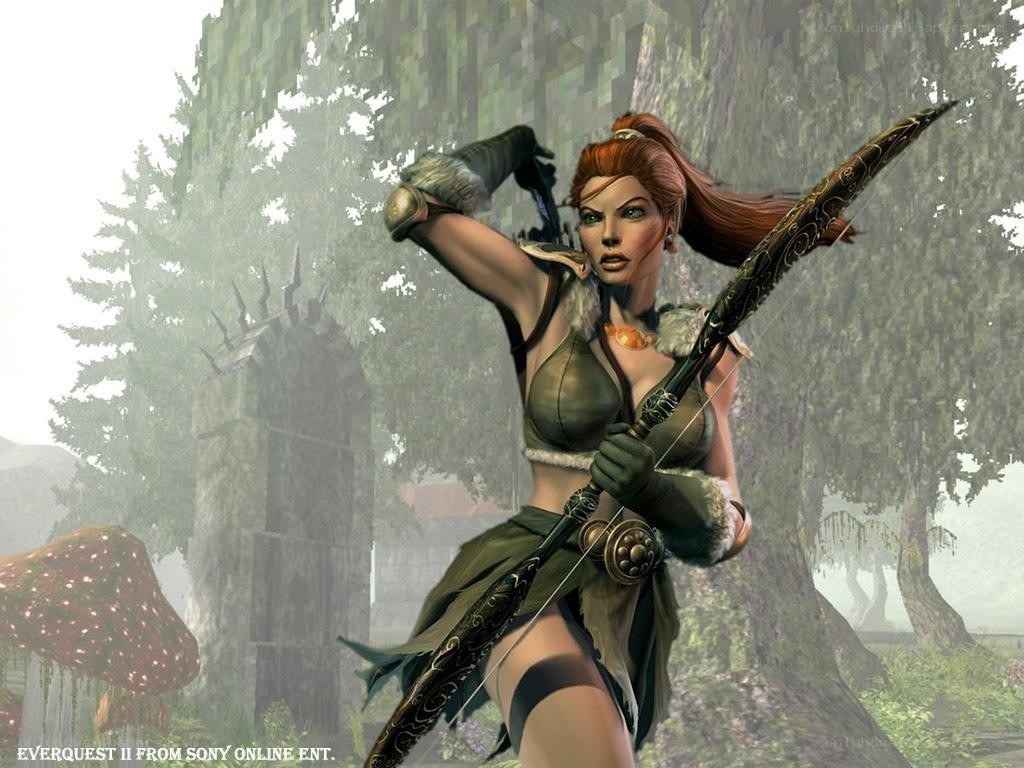 female archer in forest