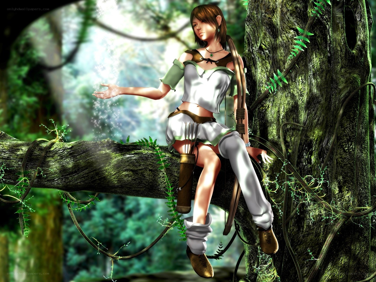 female archer in forest
