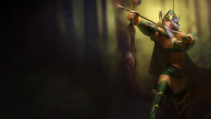 Female Archer in Forest — Green, Dramatic, Night, Digital Art