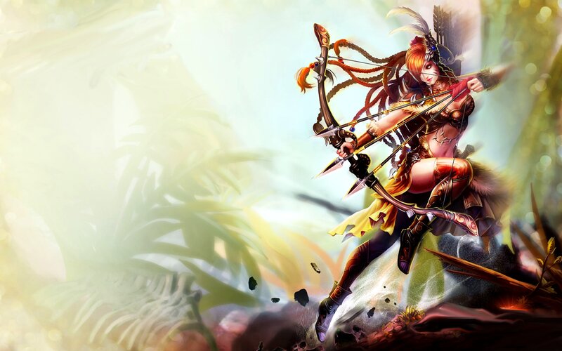 Female Archer in Forest — Yellow