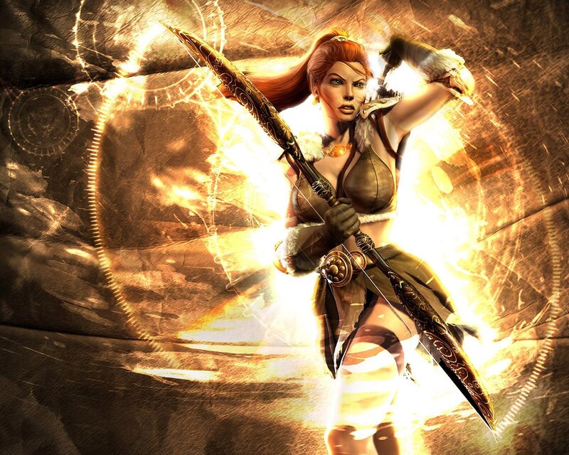 female archer in golden light