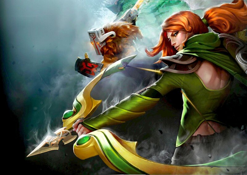 Female Archer in Green — Dramatic, Digital Art