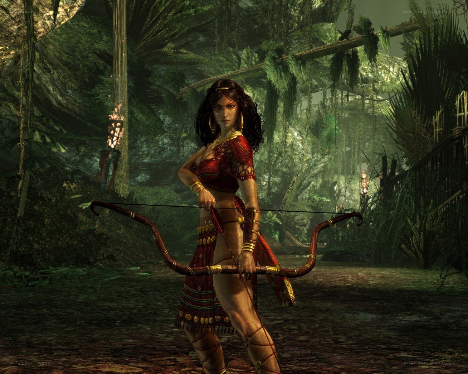 female archer in jungle