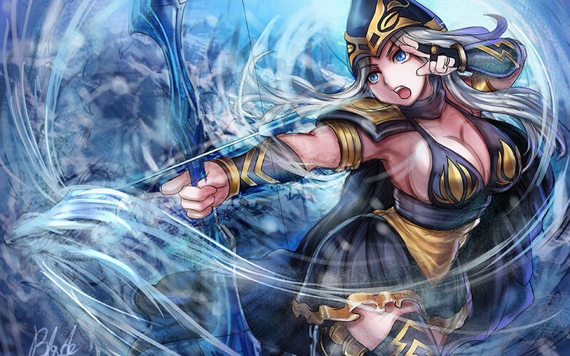 Female Archer in Motion — Blue