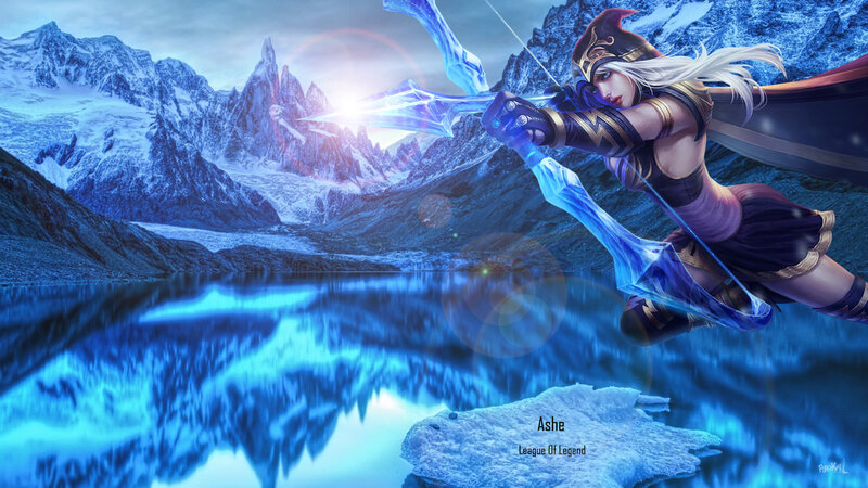 Female Archer in Mountains — Blue