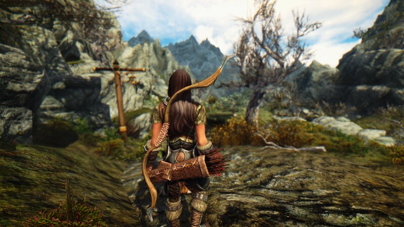 Female Archer in Mountains — Brown