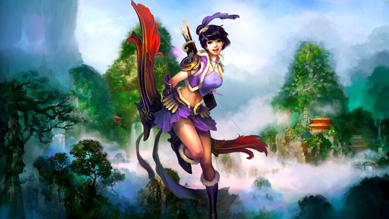 Female Archer in Purple