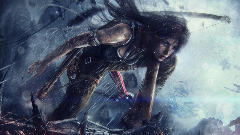 Female Archer in Rain — Gray