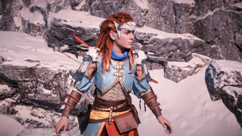 Female Archer in Snow — Blue