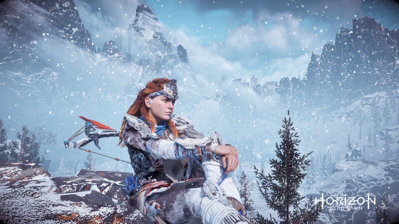 Female Archer in Snow — White, Cold, Dramatic