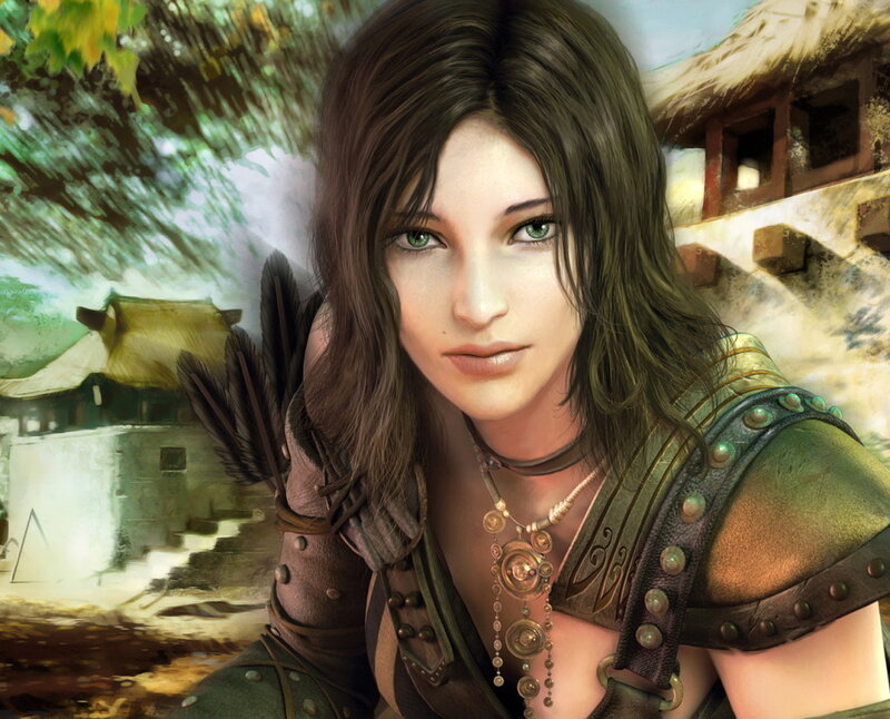 female archer in village