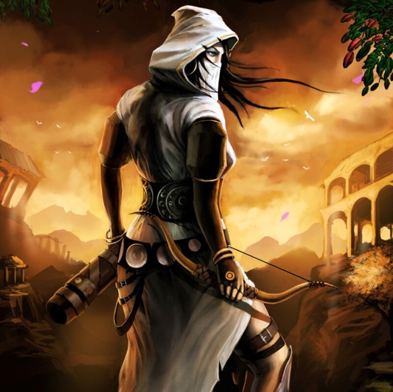 Female Archer in White Hood