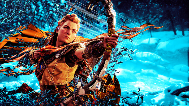 Female Archer in Winter — Blue, Dramatic, 3d Render