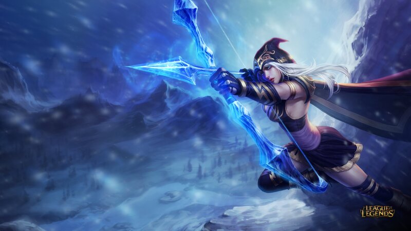 Female Archer in Winter — Blue, Dramatic, Digital Art, Snow, Mountains