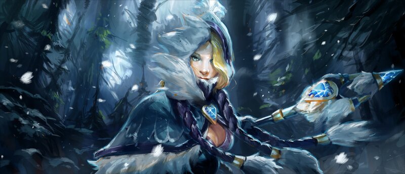 Female Archer in Winter — Blue, Dramatic, Digital Art, Snow
