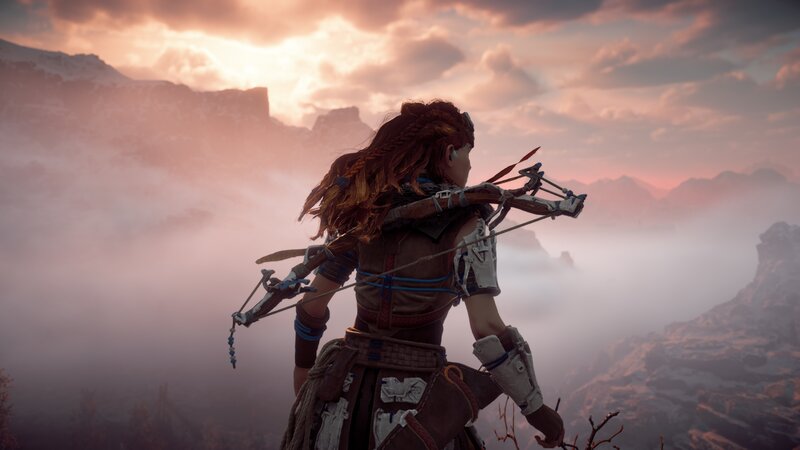 Female Archer on Cliff — Pink